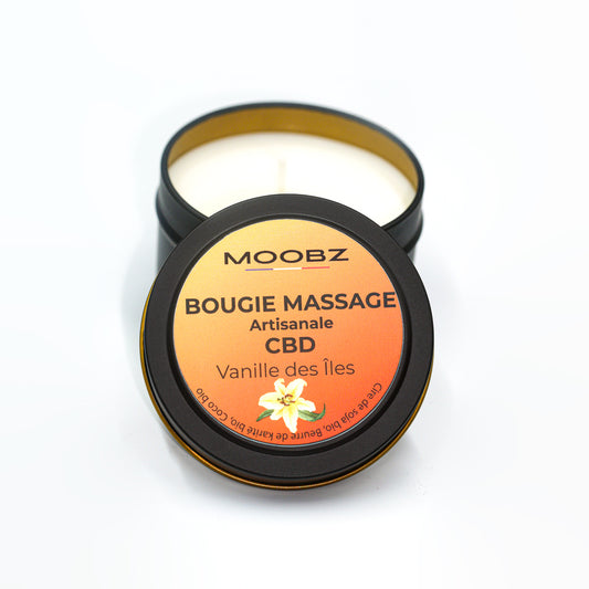 Bougie de Massage au CBD – Vanille des Îles –  MOOBZ - Candle massage - CBD Candle - CBD massage