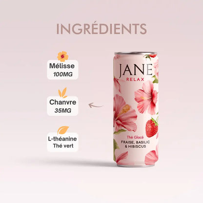 Thé Glacé Jane RELAX - FRAISE, BASILIC & HIBISCUS