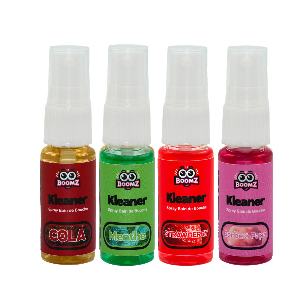 Pack Kleaner anti-THC x4 — lot de 4 sprays 30ml toutes saveurs fraise menthe cola barbe à papa