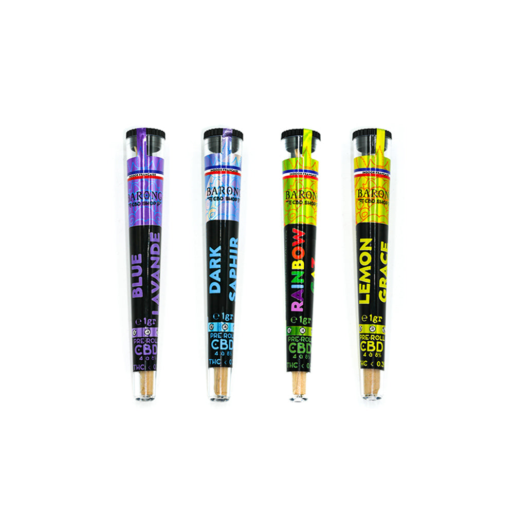 Lot de 4 pré-rolls CBD indoor France — pack découverte 4 variétés premium Barong CBD